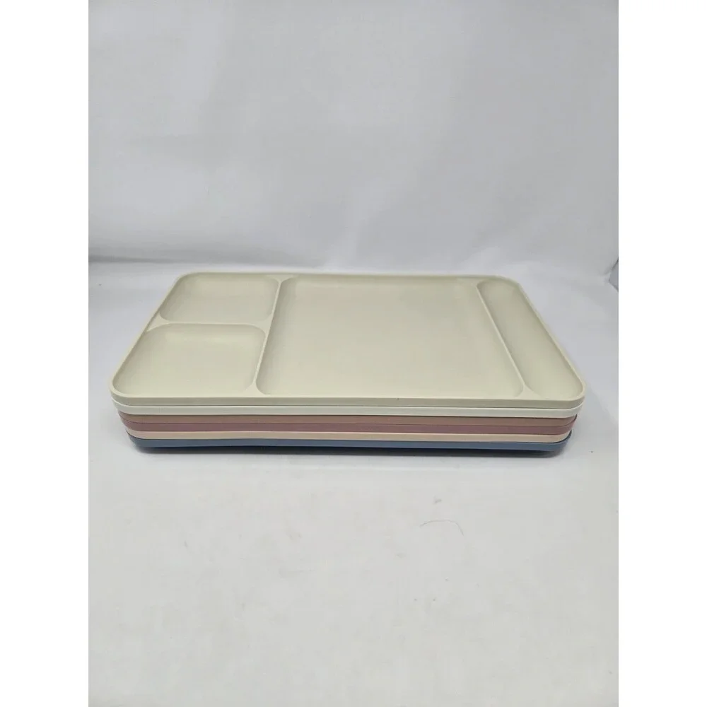 VINTAGE TUPPERWARE LOT CAFETERIA LUNCH TRAY DIVIDED PLATE MIXED #1535 SET OF 6 - Picture 1 of 11